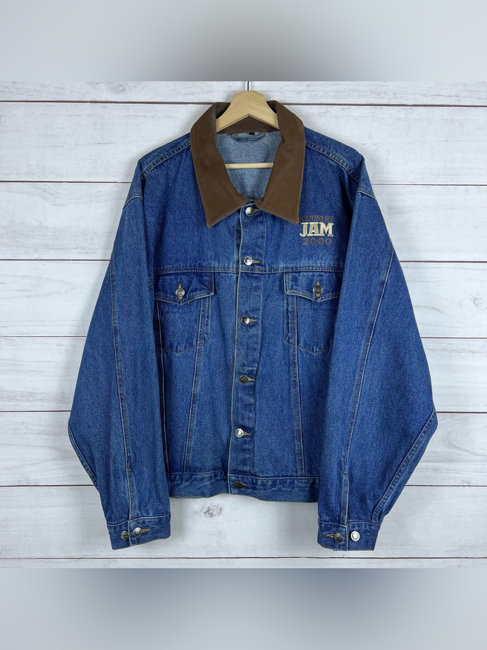 Vintage 2000 Country Jam USA Denim Jacket Mens XL Embroidered Western Music